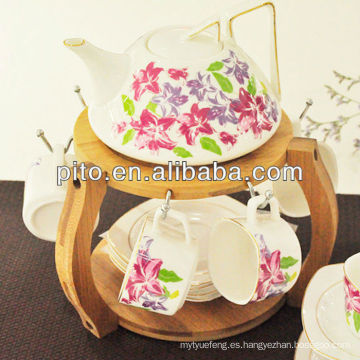 P &amp; T fábrica de porcelana de flores diseño de café conjunto, juego de té